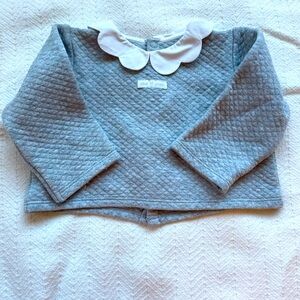 Jacadi Quilted Blue Sweater with White Collar